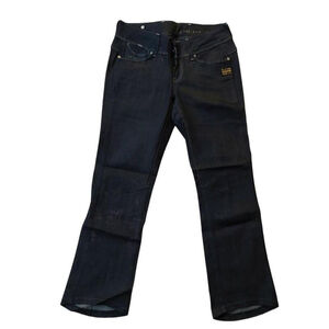 G-Star Fender Mini Bell Bottom Capris Shorts Blue Denim Jeans Sz 2